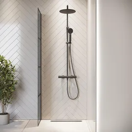 Badplaats Essos Walk-In-Dusche 40 x 200 cm Schwarz Grauglass