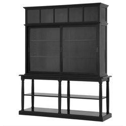 Casa Padrino Luxus Glas Vitrinen Schrank Schwarz Massivholz Bristol Wohnzimmer Schrank Barock Jugendstil Rokoko Vitrine Ladeneinrichtung