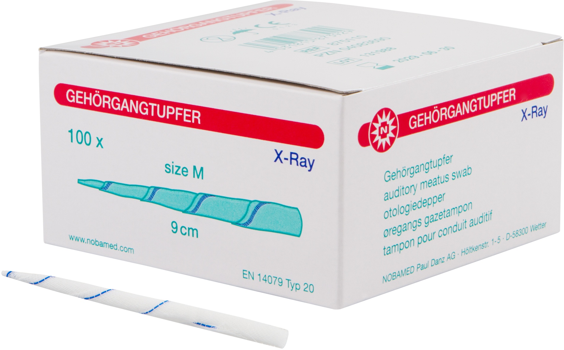 X-RAY Gehörgangtupfer mit Röntgenkontrastfaden 100 St./Pck.