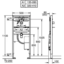 Grohe Rapid SL Vorwandelement 113 cm mit Rohbau-Set