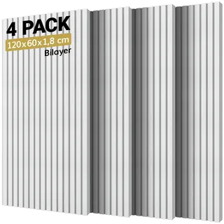 4 Pack Akustikpaneele Selbstklebend, TONOR 120x60x1.8cm große Schalldämmung Akustikplatten, Schallschutzplatten Schallisolierung Wand Acoustic Panel Dekorative Wandpaneele für Studio Büro Haus, Weiß