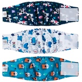 CuteBone Männlich Waschbare Hundewindeln Bauchbänder,3 Stück Wiederverwendbare Hund Bauchband für Rüden Hochsaugfähige Hundewickel mit Flexiblem Klettverschluss DM14XS-DE
