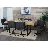Mendler 2er-Set Esszimmerstuhl HWC-H42, Drehstuhl Stuhl, höhenverstellbar drehbar Stoff/Textil dunkelgrau, Fuß schwarz