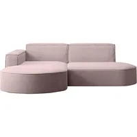 Kaiser Möbel, Ecksofa, Schlafsofa, Sofa Modena Studio Parma, Modern Design Couch, Polsterecke, Freistehend Sofa Wohnzimmer -Stoff Dicker Cord Poso Rosa Links