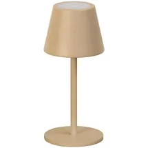 FH Lighting Akku LED-Tischlampe SALERNO, outdoorgeeignet, H 20 cm - Sandbraun Metall - dimmbar