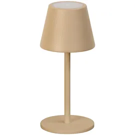FH Lighting Akku LED-Tischlampe SALERNO, outdoorgeeignet, H 20 cm - Sandbraun Metall - dimmbar