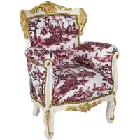 Barock Sessel Sitzmöbel Kindersessel Rokoko Stuhl Antik Armlehnstuhl Rot Gold
