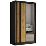 masseno Schwebetürenschrank NELVIA 120 x 216 x 61 cm Schwarz