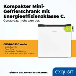 Exquisit Mini-Gefrierschrank, Tiefkühlschrank, 31 Liter, 4-Sterne-Gefrierfach, Energieklasse C, klein und kompakt, GB540-050C weiss