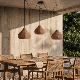LUCANDE Außenleuchte Rattan 100 x 100 x 24 cm 3-flg. beige