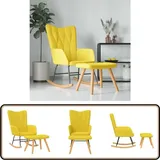 Schaukelsessel mit Hocker Senfgelb Stoff - Schaukelstuhl - Relaxsessel - Lounge Chair - Esszimmerstuhl - Sofa