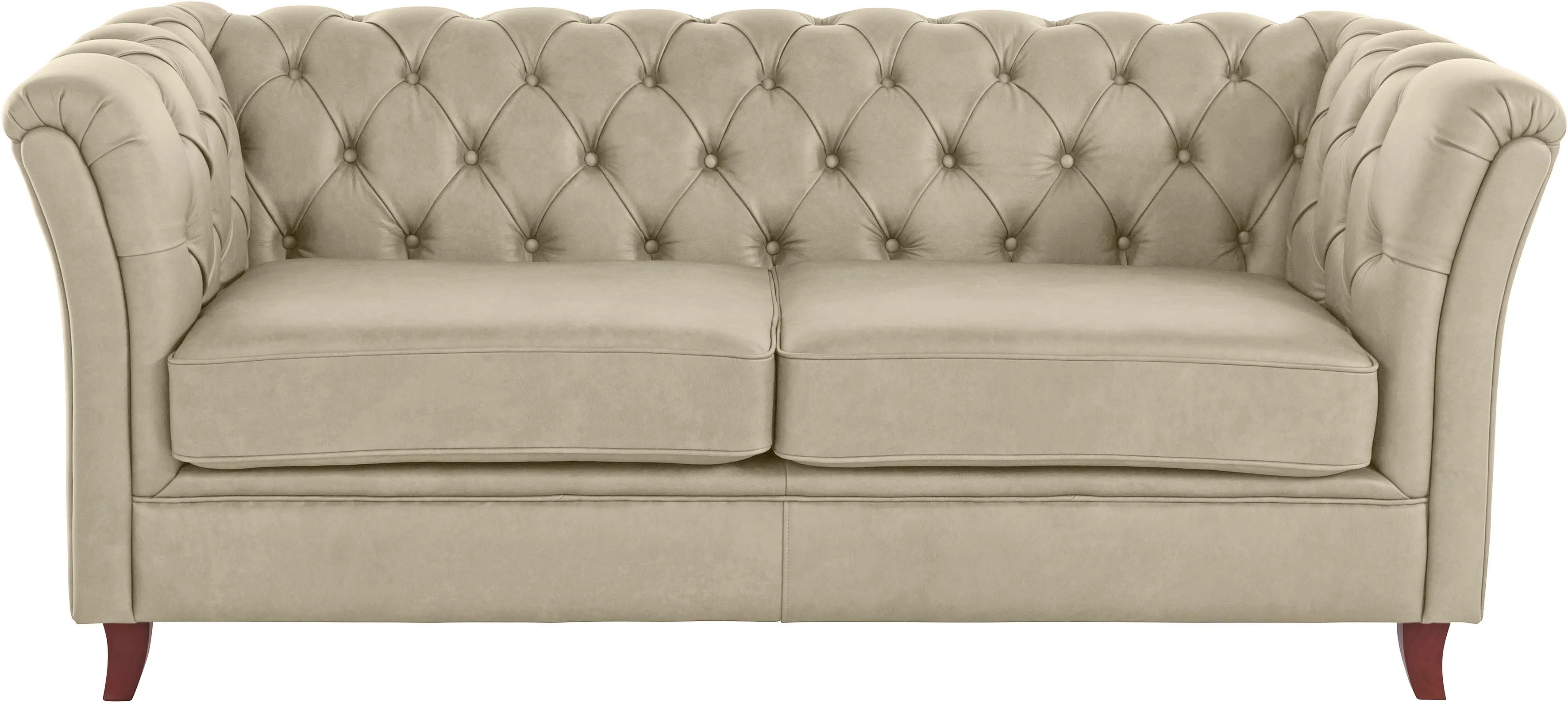 Chesterfield-Sofa HOME AFFAIRE "Reims" Sofas Gr. B/H/T: 180 cm x 76 cm x 88 cm, NaturLEDER, beige (creme) mit echter Chesterfield-Knopfheftung, hochwertige Verarbeitung