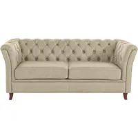 Chesterfield-Sofa HOME AFFAIRE "Reims" Sofas Gr. B/H/T: 180cm x 76cm x 88cm, NaturLEDER, beige (creme) mit echter Chesterfield-Knopfheftung, hochwertige Verarbeitung