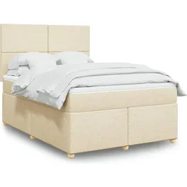 vidaXL Boxspringbett mit Matratze Creme 140x200 cm Stoff