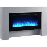 Elektrokamin, Grau, Holzwerkstoff, Metall, 141x88x21 cm, Fernbedienung, Flammeneffekt separat schaltbar, Überhitzungsschutz, Thermostat, Dimmer, Freizeit, Heizen & Kühlen, Elektrokamine