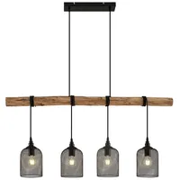 LINDBY Elrond 4-flg. 60 W 116 cm rund Holz schwarz