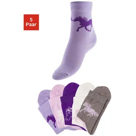 H.I.S. Socken H.I.S, Mädchen, Gr. 27-30, bunt (bunt, gemustert), Baumwollmischung, uni und gemustert, elastisch, Socken Socken, mit Pferdemotiven