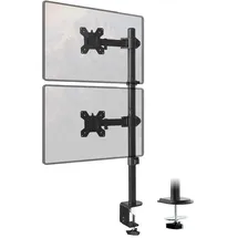 Maclean Brackets Maclean MC-967 Vertikale Doppelmonitorhalterung für 13-27" Zoll OLED QLED LCD und LED Monitore bis 9kg, Monitorarm Tischhalterung, Schwenkbar, Neigbar, Drehbar VESA 75x75 100x100