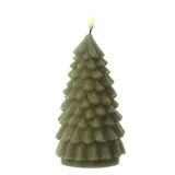 Deluxe Homeart LED Kerze Tannenbaum Weihnachtsbaum Echtwachs flackernd H: 18cm hellgrün