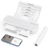 MUNBYN Mobiler Drucker Bluetooth Thermodrucker A4 203DPI Inkless Printer Kompatibel mit Android & iOS für Handy & Laptop, Unterstützt 210x297mm A4 Thermopapier, Tragbarer Drucker, ITP04, Weiß
