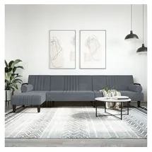 vidaXL Schlafsofa in L-Form Dunkelgrau 260x140x70 cm Samt