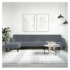 vidaXL Schlafsofa in L-Form Dunkelgrau 260x140x70 cm Samt