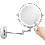 Silberner Led-vergrößerungsspiegel Für 8-zoll-wandspiegel, Usb-aufladbar Mit 1-facher/5-facher Vergrößerung