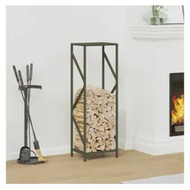 vidaXL Kaminholzregal Kaltgewalzter Stahl 34 x 25 x 100 cm Olivgrün