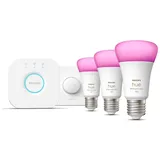 PHILIPS Hue Starter Set White & Color Ambience 3x E27 LED Leuchtmittel & Bridge