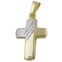 Gallay Kreuzanhänger Anhänger 16x12mm Kreuz bicolor 9Kt GOLD, Goldschmuck für Damen goldfarben