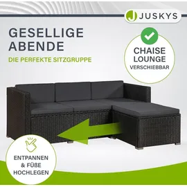 Juskys Punta Cana L Polyrattan Lounge schwarz/dunkelgrau