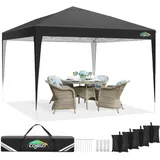 COBIZI Pavillon 3x3,Faltpavillon 3x3 Wasserdicht Stabil,Partyzelt 3x3 Gartenpavillon UV-Schutz 50+ Pavillion Klappbar 3x3m Pop up Pavillon mit 4 Sandsäcke für Camping, Strand, Familientreffen(Schwarz)