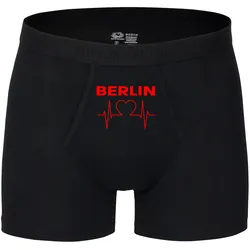 multifanshop Herren Boxer Short - Berlin rot - Herzschlag - Druck rot - Unterwäsche