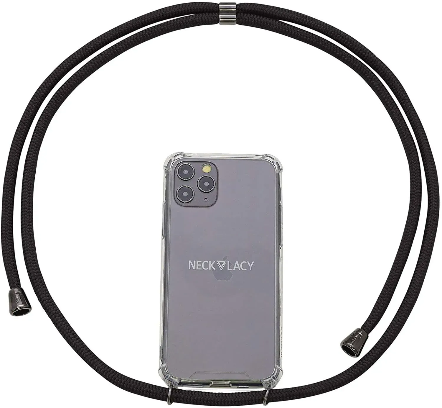 NECKLACY Handykette Handyhülle zum umhängen - für iPhone 7/8 - Case / Handyhülle mit Band zum umhängen - Trageband Hals mit Kordel - Smartphone Necklace, All Black NECKLACY Handykette Handyhülle zum umhängen - für iPhone 7/8 - Case / Handyhülle mit Band zum umhängen - Trageband Hals mit Kordel - Smartphone Necklace, All Black