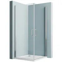 Hopibath Eckdusche Duschkabine 80x80 Eckeinstieg Pendeltür mit Seitenwand H:195cm, BxT: 80x80 cm, 5mm NANO Sicherheitsglas, Duschabtrennung, (78,5-79,5)x(78,5-79,5)x195, (78-79)x(78,5-79,5)x195, mit Alu-Bodenleiste, Magnetverschluss