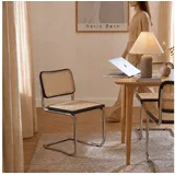 Haris Børn Freischwinger SKØR Design Freischwinger Wiener Geflecht - Handgefertigt in Italien (Set, 2 St), Hochwertige Rattan Stühle - Freischwinger Stühle in Rattan Stuhl Optik schwarz