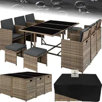 Tectake Rattan Sitzgruppe für 6 bis 10 Personen, - Naturbelassen