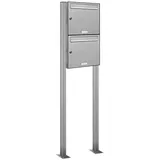 AL Briefkastensysteme Standbriefkasten 2 Fach Silber