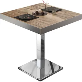 GGM Möbel Bistrotisch 70 x 70 x 77 cm Braun/Rot/Weiß