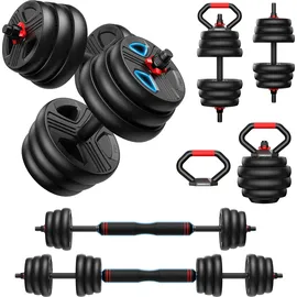FEIERDUN Verstellbares Hantelset 9,1-20,4 kg Kettlebell schwarz