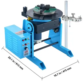 Vevor Schweißdrehtisch 80 W Schweißpositionierer 1-12 U/min Manipulator 30 kg(Horizontal)/15 kg(vertikal) Drehtisch 0–90° Neigungswinkel KD200-Dreibackenfutter zum Schneiden, Schleifen, Montieren