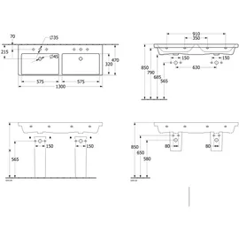 Villeroy & Boch Subway 3.0 Doppelwaschtisch 130 x 47 cm (4A71D1R1)
