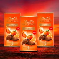 LINDT Orange-Spritz 3x 100 g Orangenlikör  in Vollmilchschokolade 300g