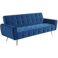 vente-unique Schlafsofa Klappsofa 3-Sitzer - Samt - Tannengrün - POLANI