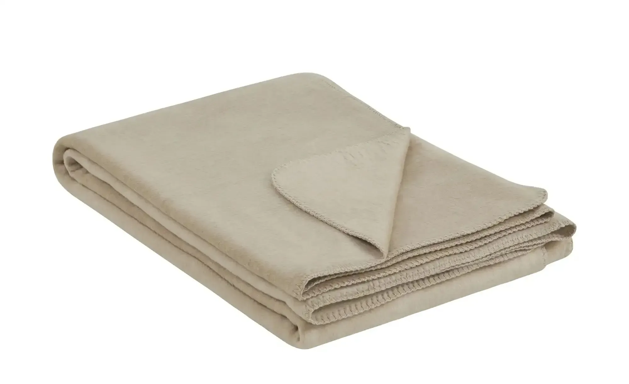 como Wohndecke  Sophia Overlock , beige , Baumwollmischgewebe , Maße (cm): B: 150