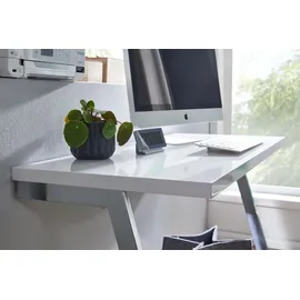FineBuy Schreibtisch FineBuy Computertisch Hochglanz Weiß 120 cm Tisch Büro Metall