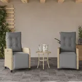 vidaXL Gartensessel mit Fußteil 2 Stk. Verstellbar Poly Rattan