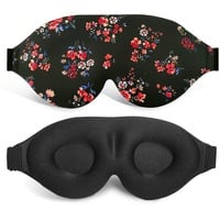 Augenmaske Schlafmaske,lichtblockierende Augenmaske,Bequeme & Verstellbare Schlafmaske für Damen und Herren,3D Schlafmaske,für Unterwegs,Schichtarbeit (Winzige Blume)