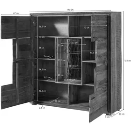 Wolf Möbel Highboard 145 x 40 x 153 cm Braun