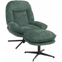 Mendler Relaxsessel HWC-P32 Chenille 80 x 96 x 80 cm Grün mit Hocker